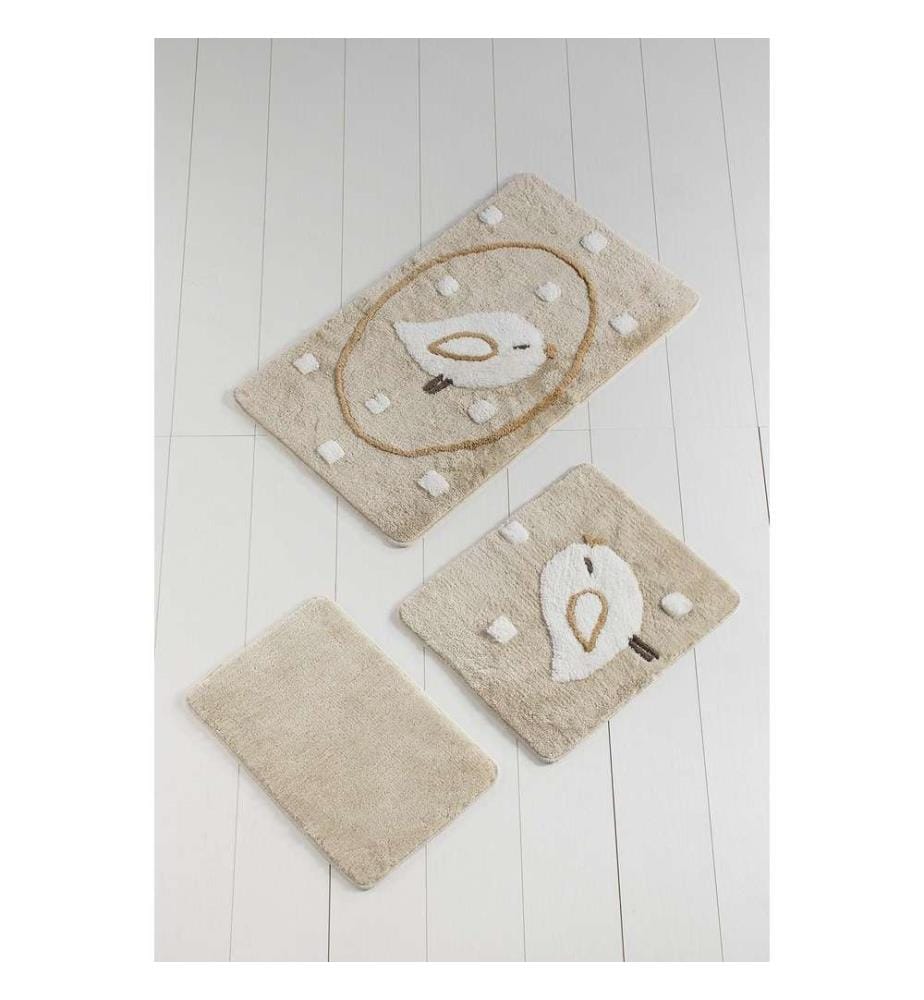 Set de tapis de bain en acrylique, 3 pièces, multicolore, 100% acrylique