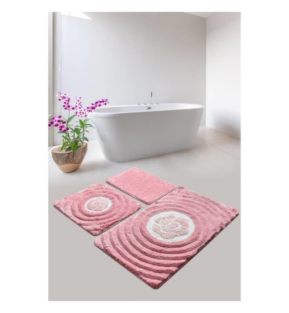 Set de tapis de bain en acrylique, 3 pièces, multicolore, 100% acrylique