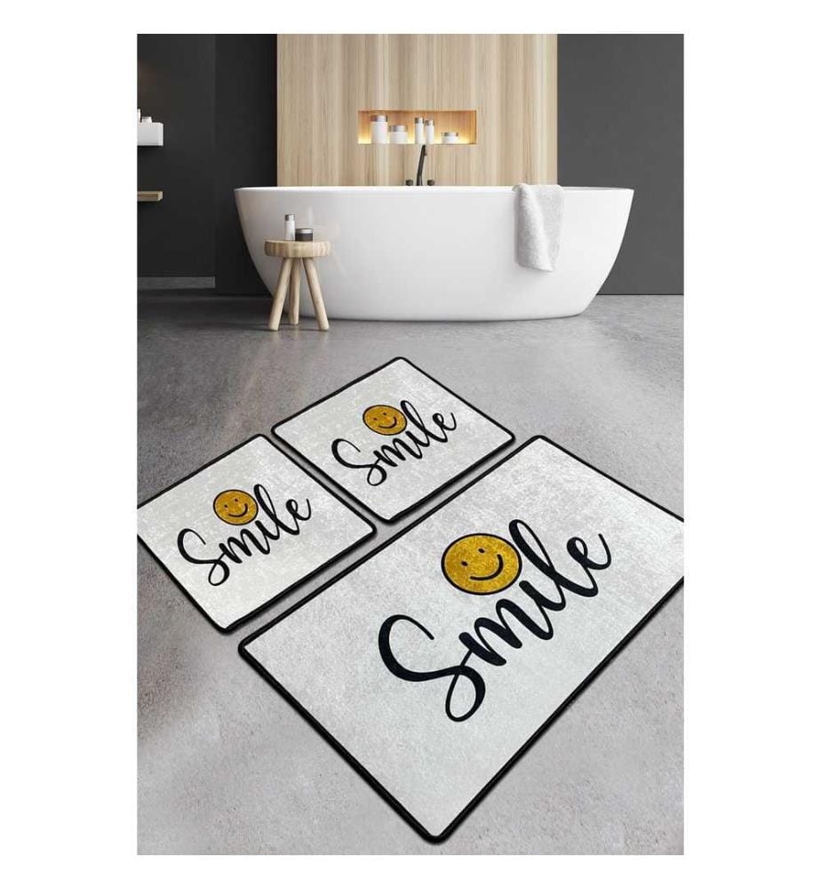 Set de tapis de bain, 3 pièces, Multicolore, 100% Polyester