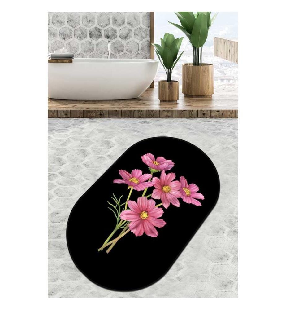 Tapis de bain, noir, rose, vert, 100% polyester