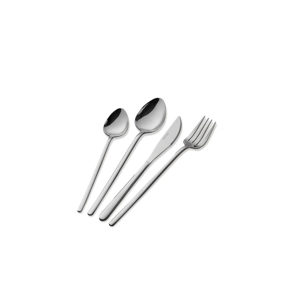 Ensemble de couverts, 24 pièces, argent, 100% acier inoxydable