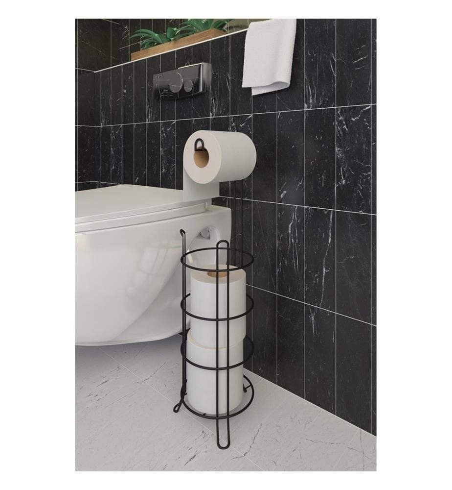 Porte-papier hygiénique, noir, 100% métal