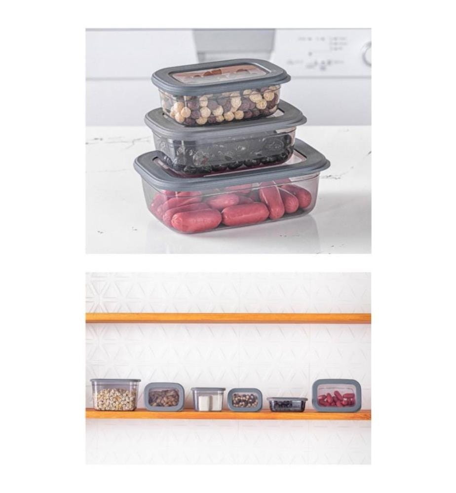 Boîte de rangement, 3 pièces, anthracite, plastique
