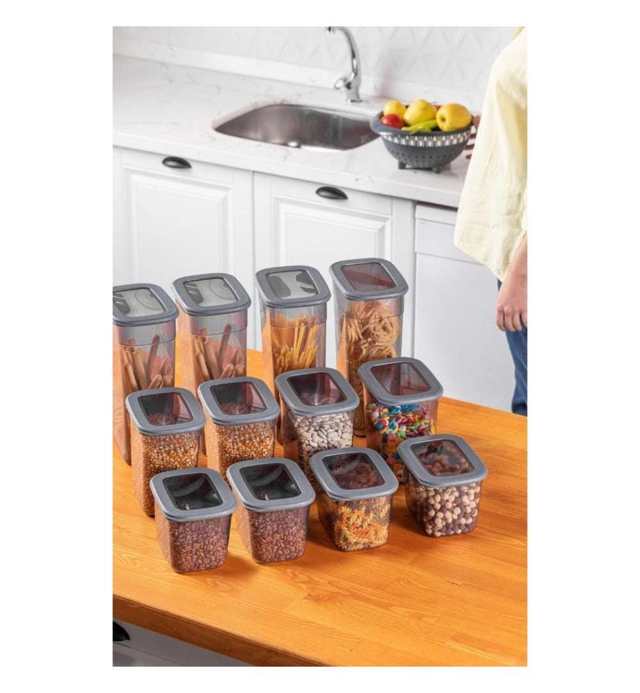 Boîte de rangement, 12 pièces, anthracite, plastique, sans Bpa