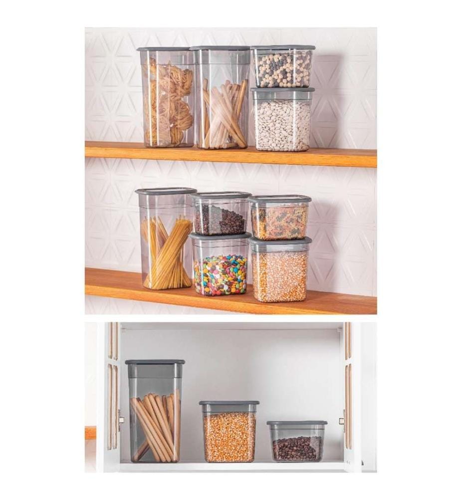 Boîte de rangement, 18 pièces, anthracite, plastique, sans Bpa
