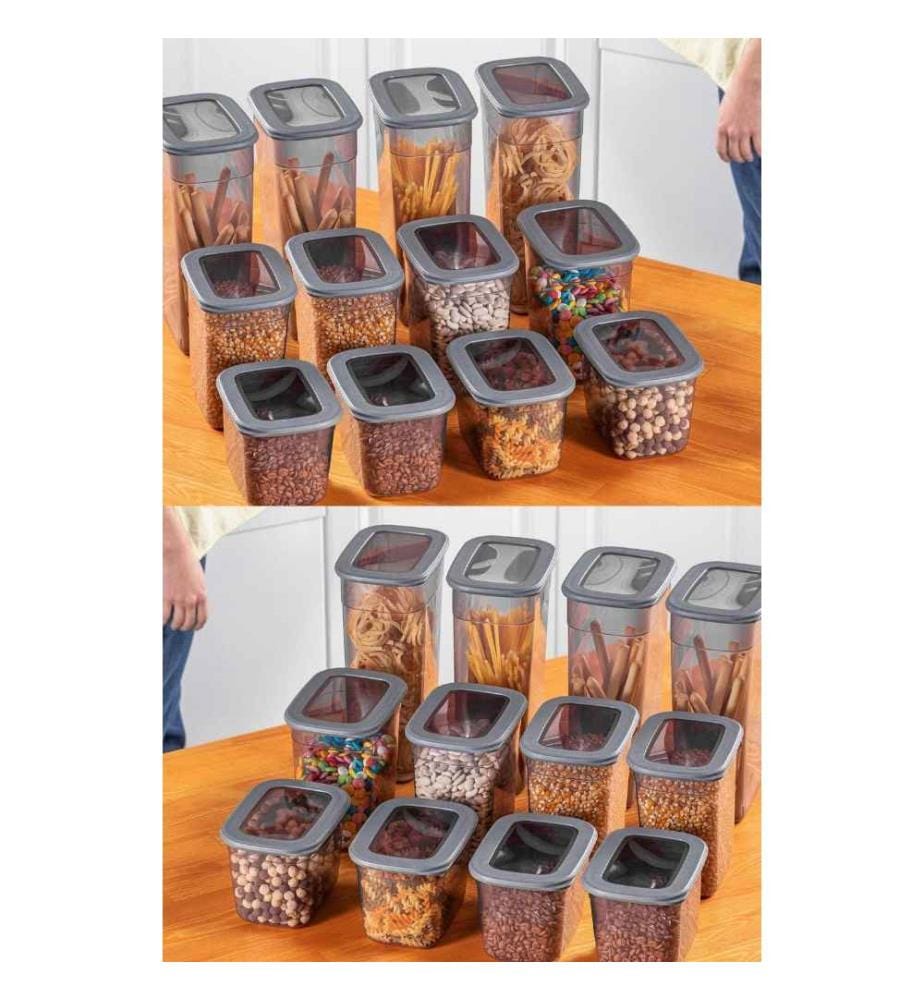 Boîte de rangement, 24 pièces, anthracite, plastique, sans Bpa