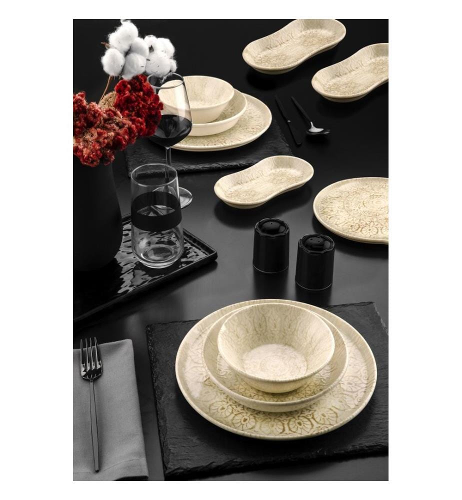 Service de table, 27 pièces, Crème, 100% Porcelain