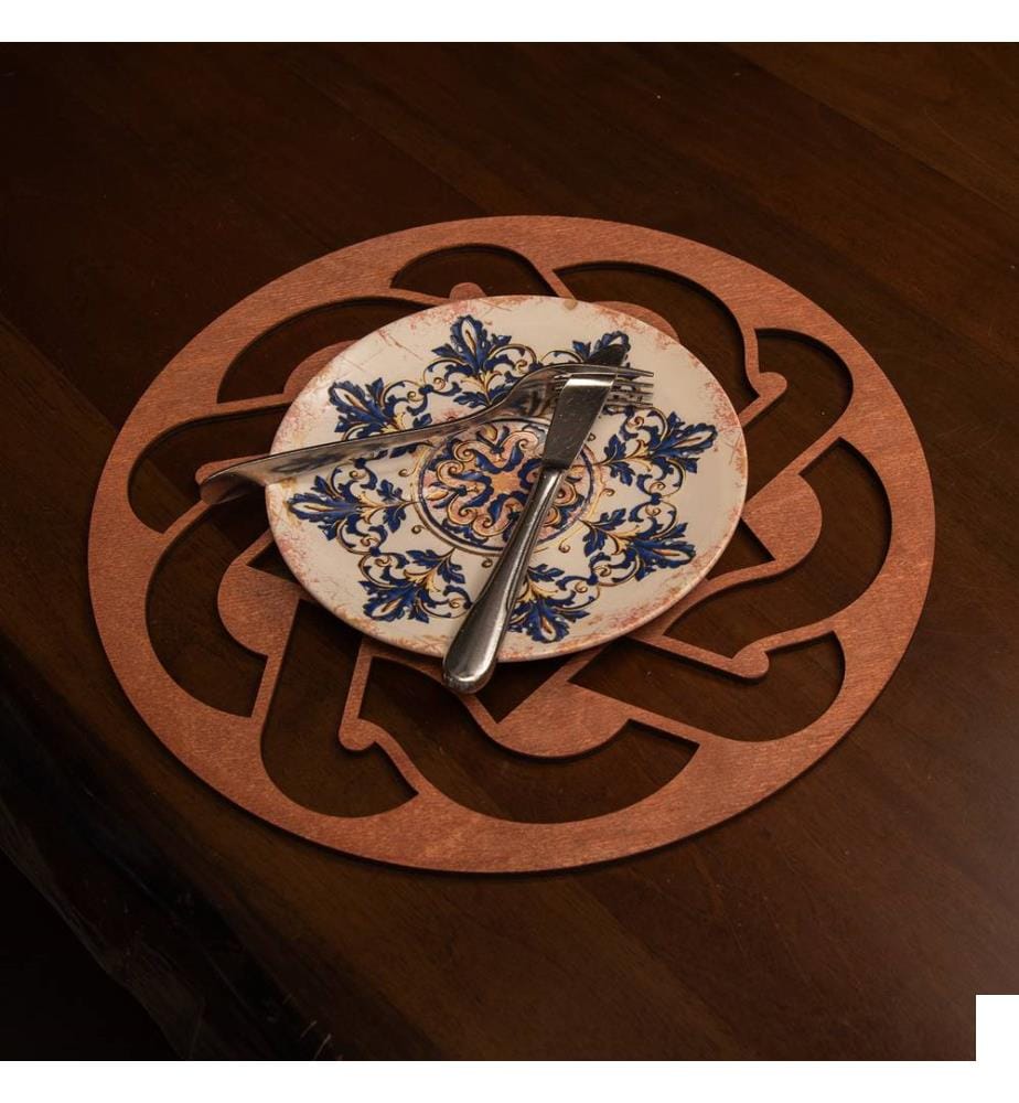 Set de tapis de table, 4 pièces, Rose, 100% bois, fait à la main