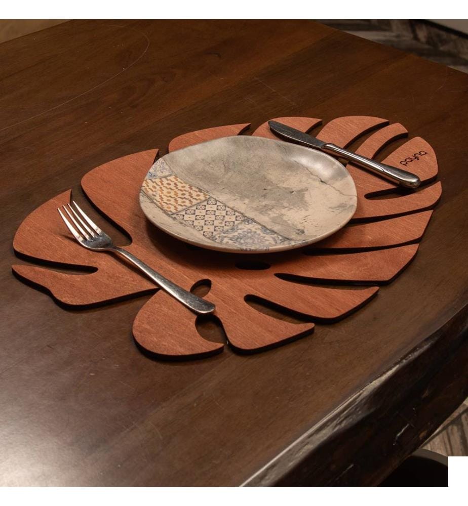 Set de tapis de table, 4 pièces, Rose, 100% bois, fait main