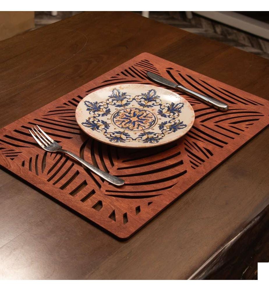 Set de tapis de table, 4 pièces, Rose, 100% bois, fait main