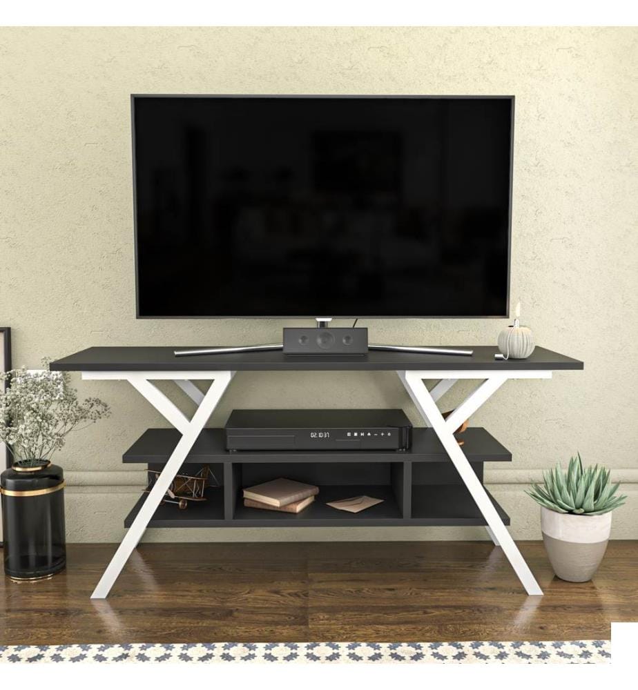 Blanc, Anthracite, Armoires Tv, 55X120X35 cm, Plaque De Particules À Revêtement En Mélamine
