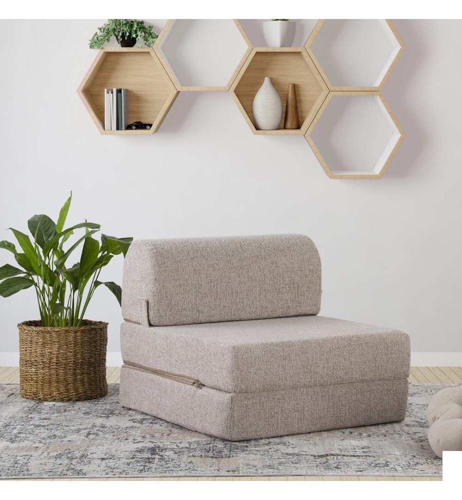 Canapé-lit 1 place, Light Brown, revêtement : 100% Boucle Fabric