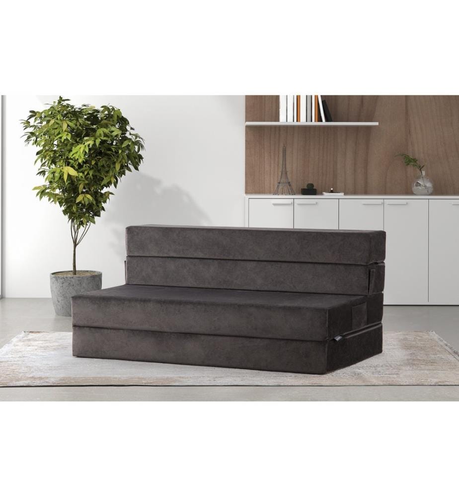 Canapé-lit 2 places, anthracite, housse : 100 % SOLVE FABRIC