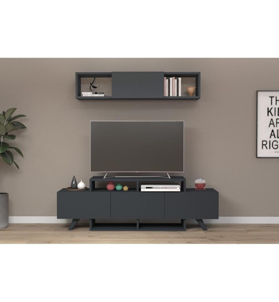 Meuble TV, anthracite, panneau de particules mélaminé