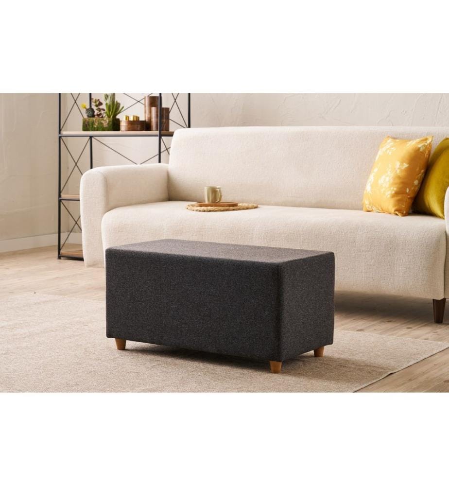 Pouf, fumé, structure : BOIS, tissu : 50 % COTON / 50 % POLYESTER