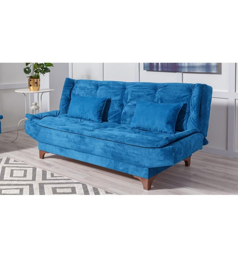 Bleu Foncé, Canapé Lit, Bois Cadre De Pin