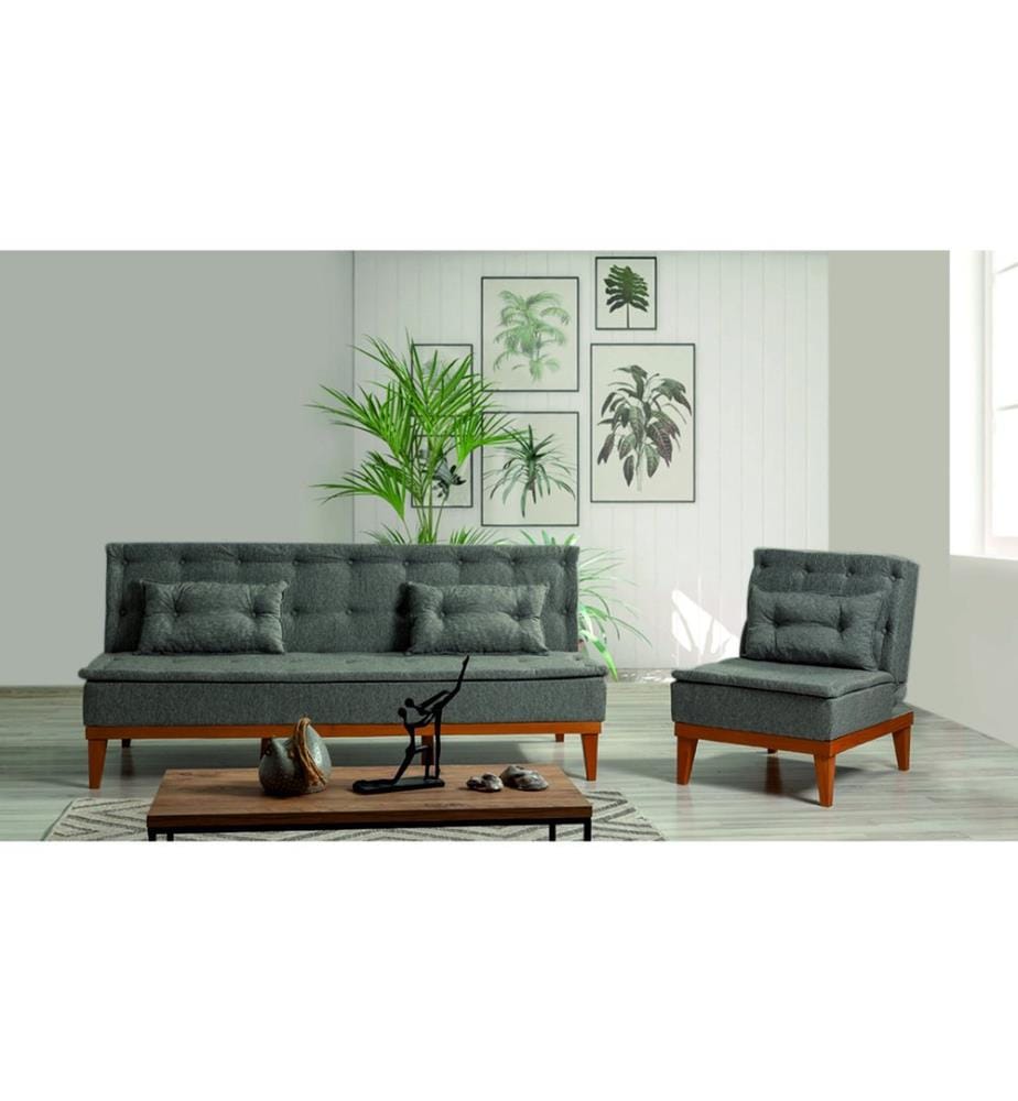 Gris Foncé, Canapé Lit, Bois Cadre De Calcul