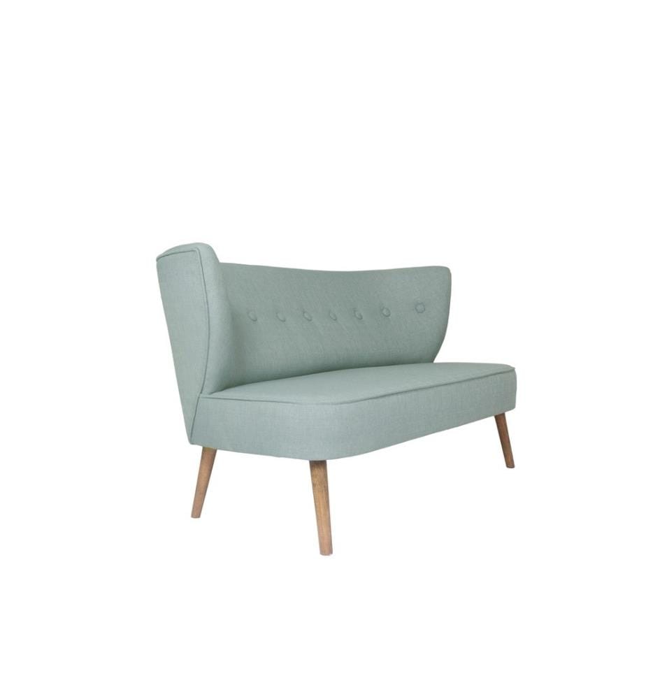Canapé 2 places, bleu indigo, structure en bois massif, tissu polyester