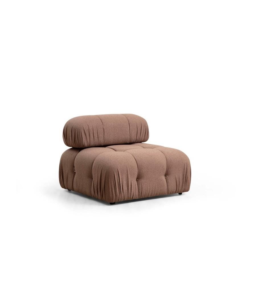 Canapé 1 place, brun, structure en hêtre et panneaux de particules, tissu polyester
