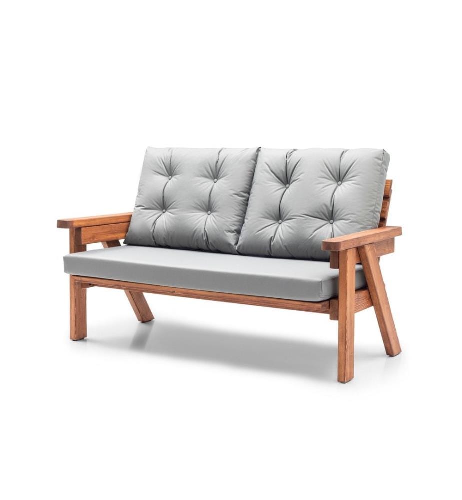 Canapé 3 places Garden, noyer gris, structure en bois de pin, tissu polyester