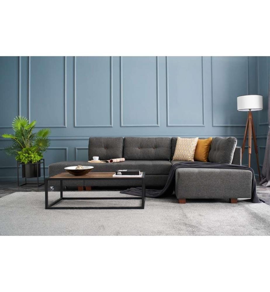Canapé-lit d'angle, Anthracite, cadre en bois - panneaux de fibres, tissu polyester