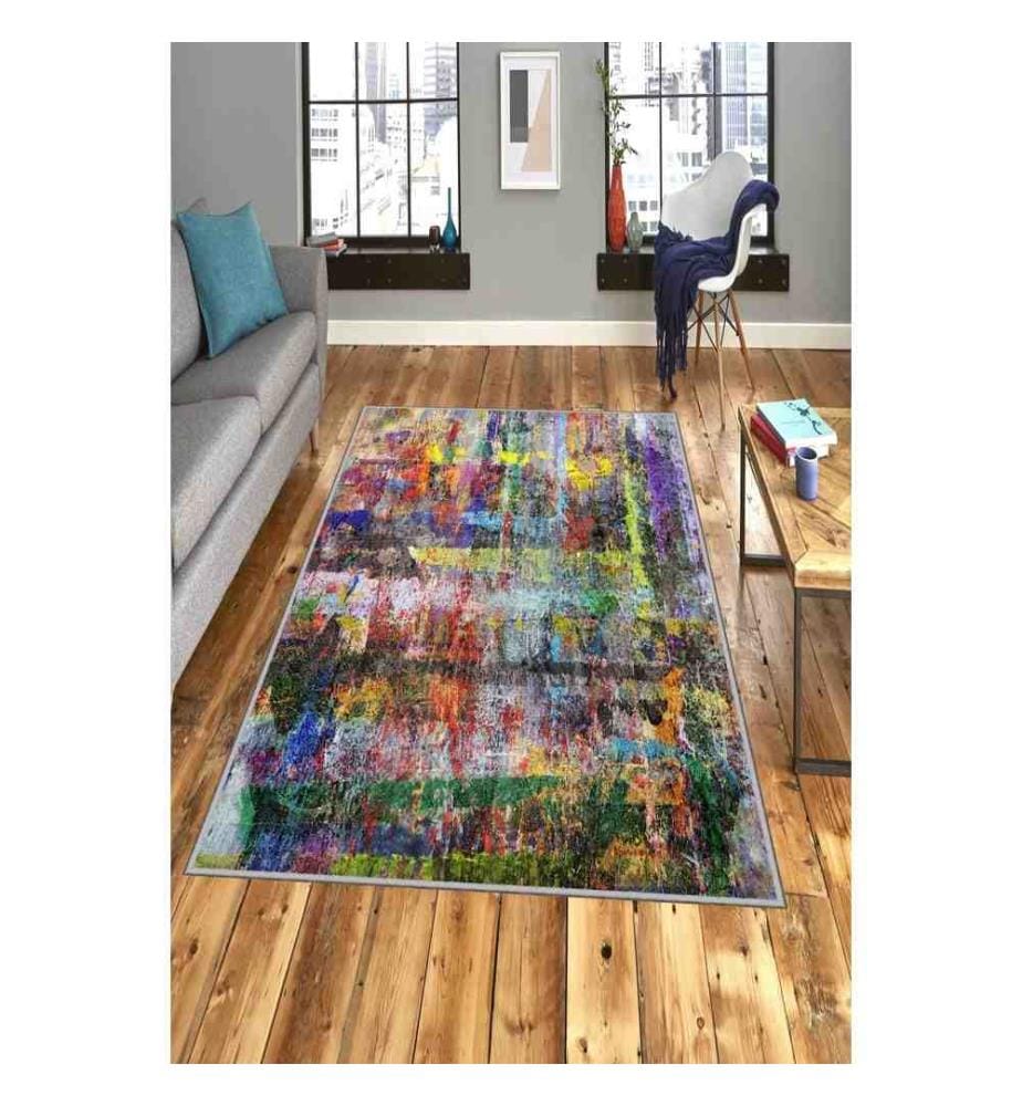 Tapis de salle, 100 x 200, , Multicolore, Polyester, 1 mm de hauteur de poil