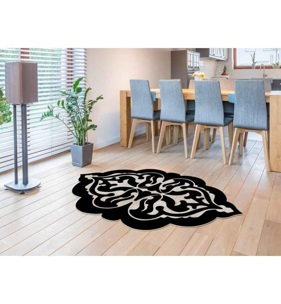 Tapis, noir, blanc, 100% polyester, 120 x 180 cm