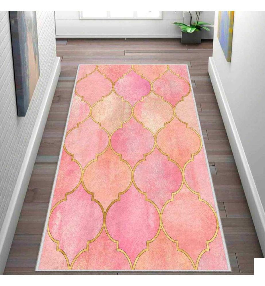 Tapis, rose, or, 100% polyester, 50 x 80 cm