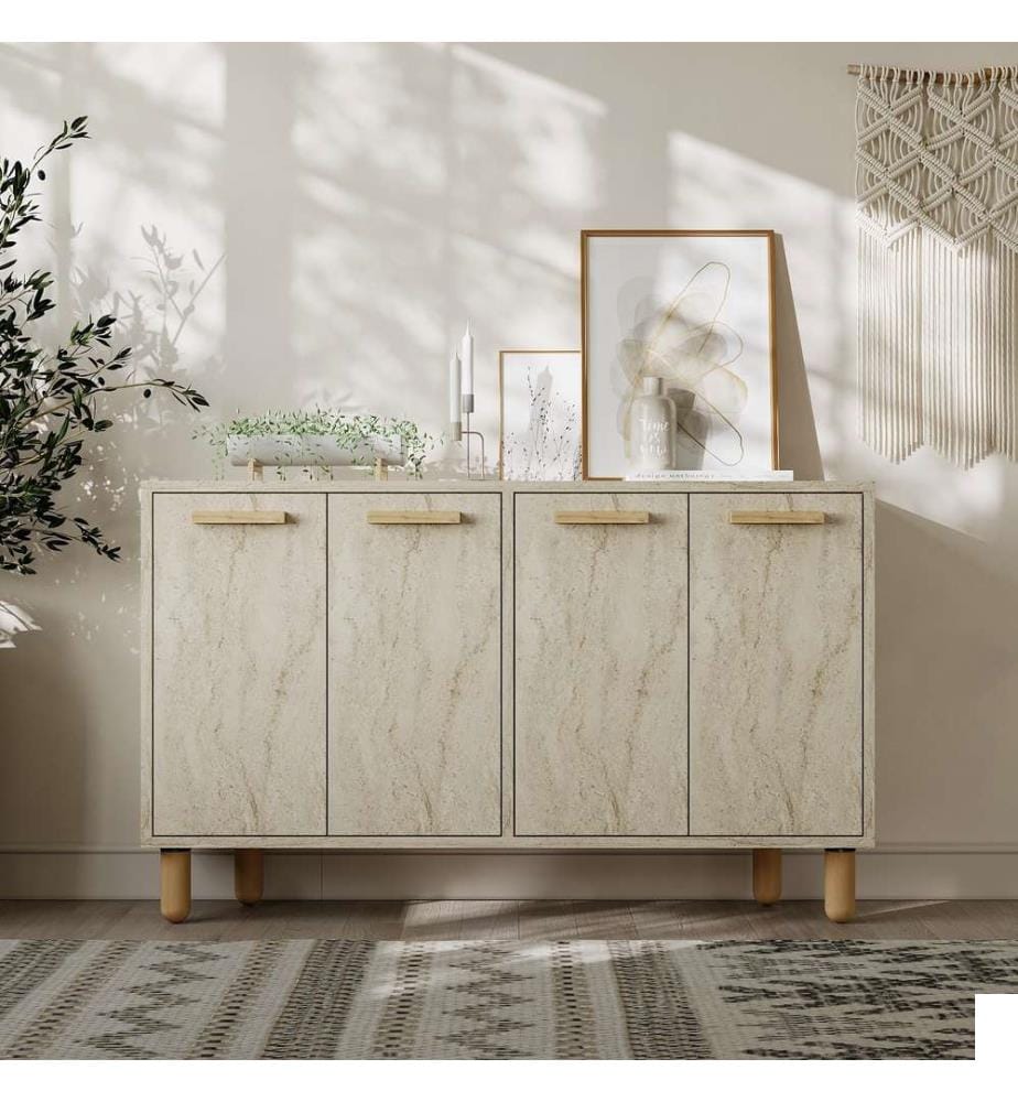 Console, Travertin, PANNEAU DE PARTICULES 100 % MÉLAMINÉ