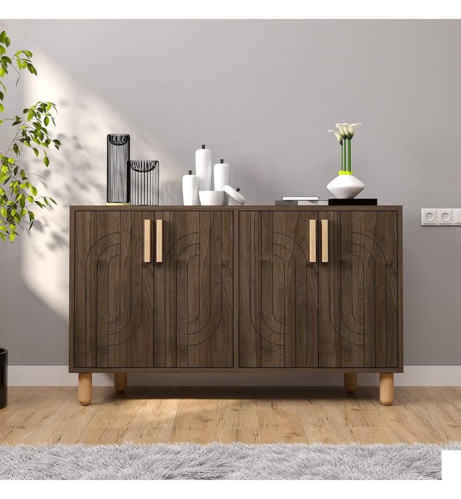Console, Noyer, PANNEAU DE PARTICULES 100 % MÉLAMINÉ