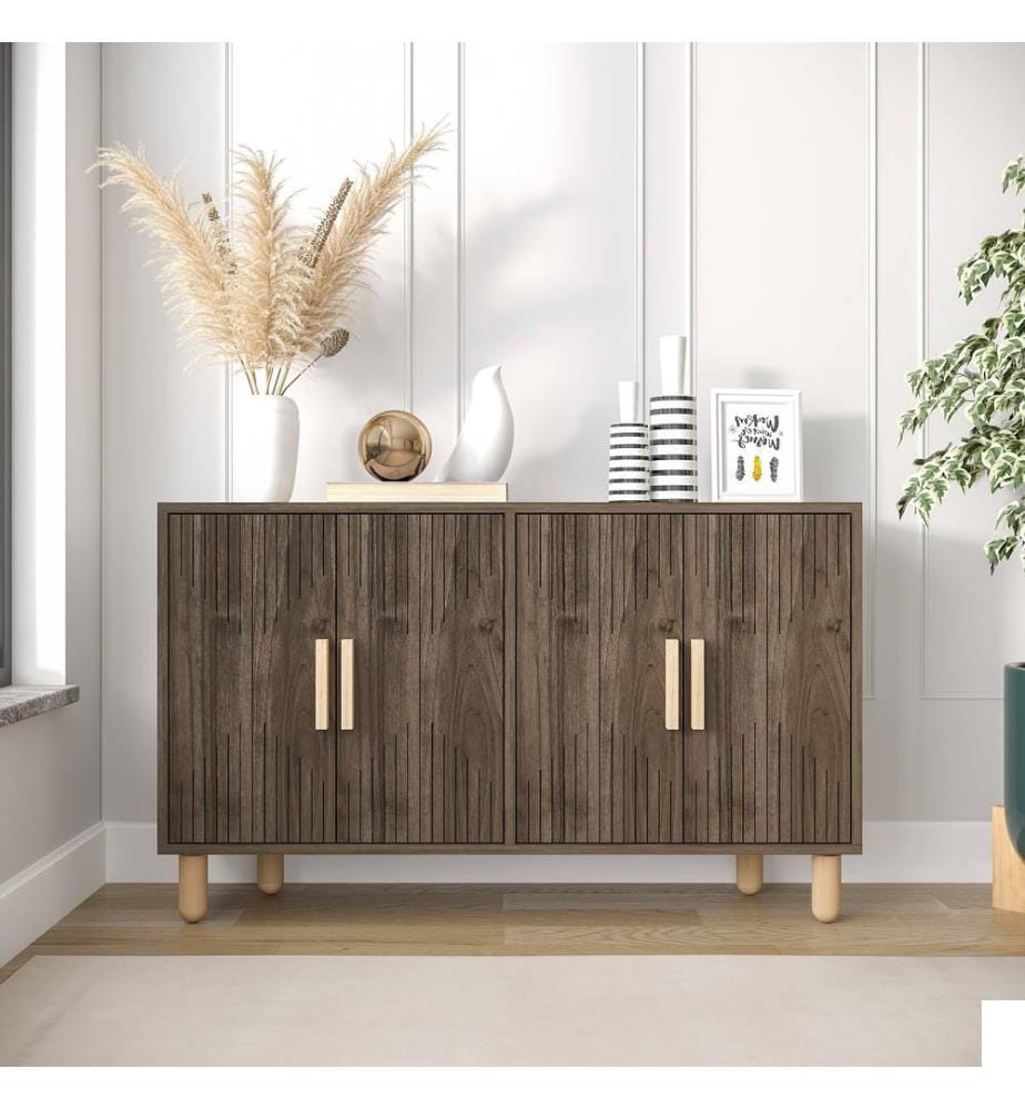 Console, Noyer, PANNEAU DE PARTICULES 100 % MÉLAMINÉ