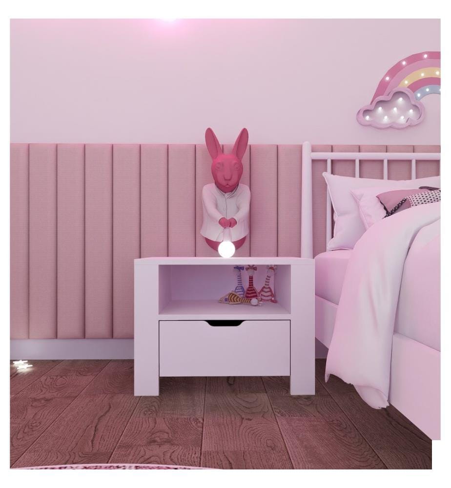 Table de nuit, blanc mat, 100% Melamine Particle Board