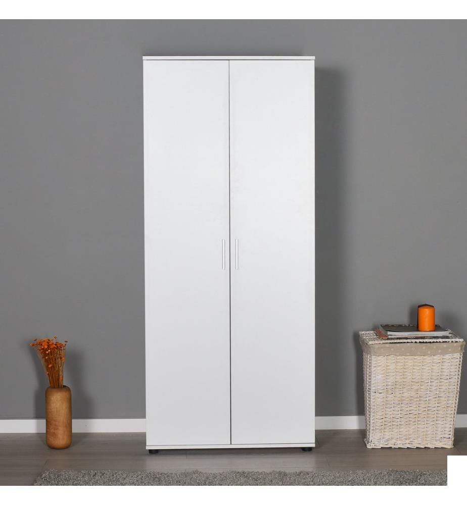 Blanc, Armoires, 187X80X47 cm, Plaque De Particules Enrobée De Mélamine