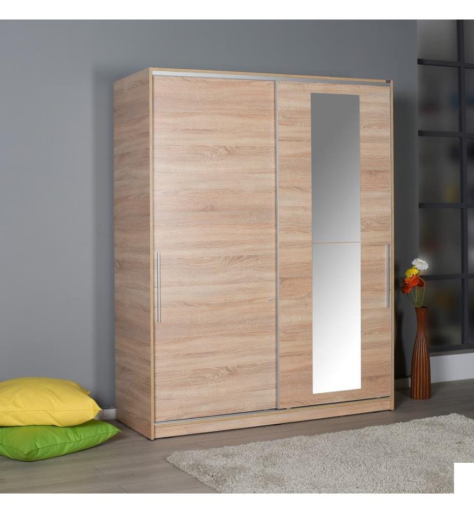 Brun, Armoires, 207X160X60 cm, Plaque De Particules Enrobée De Mélamine