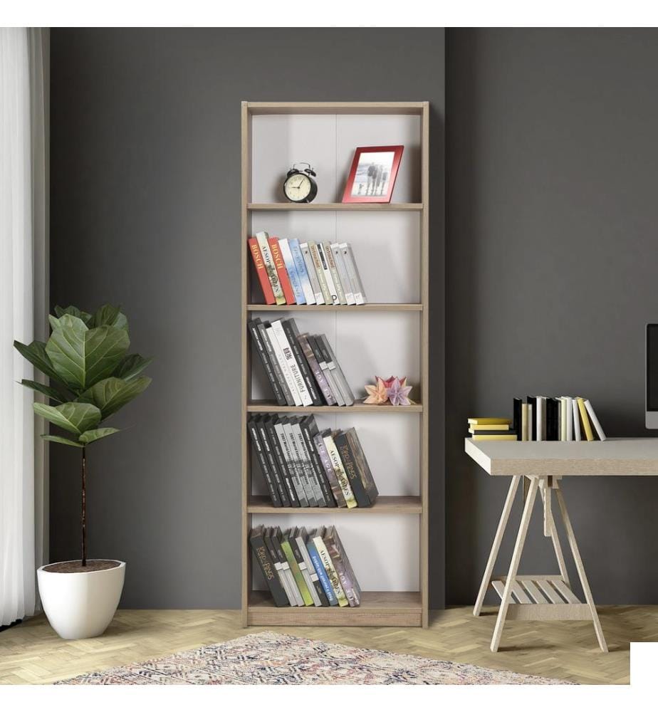 Bibliothèque, noyer clair, PANNEAU DE PARTICULES 100 % MÉLAMINÉ