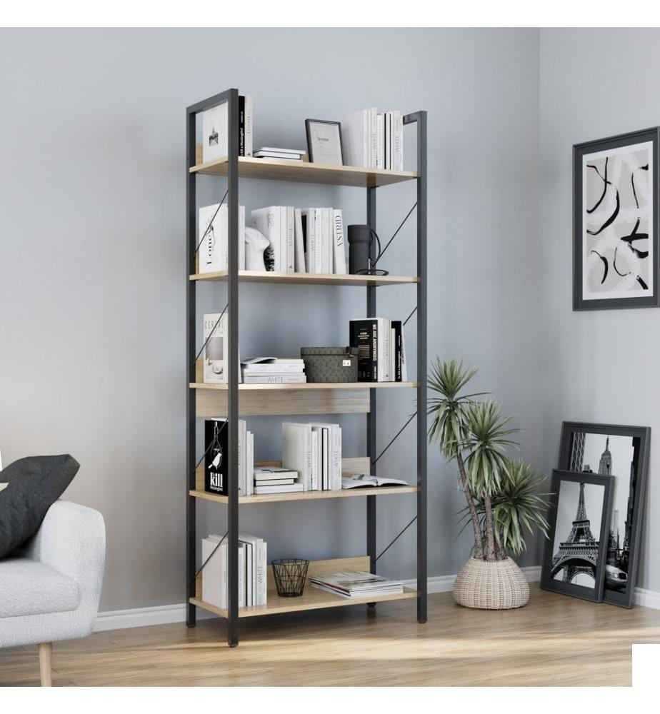 Bibliothèque, chêne, panneau de particules 100 % mélaminé