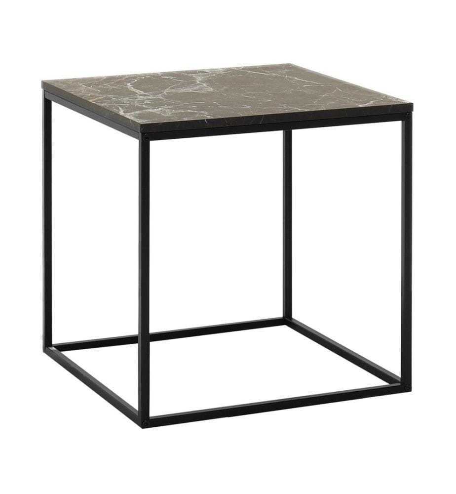 Table D'Appoint, Noir Marbre, Carton De Particules Recueillies En Mélamine