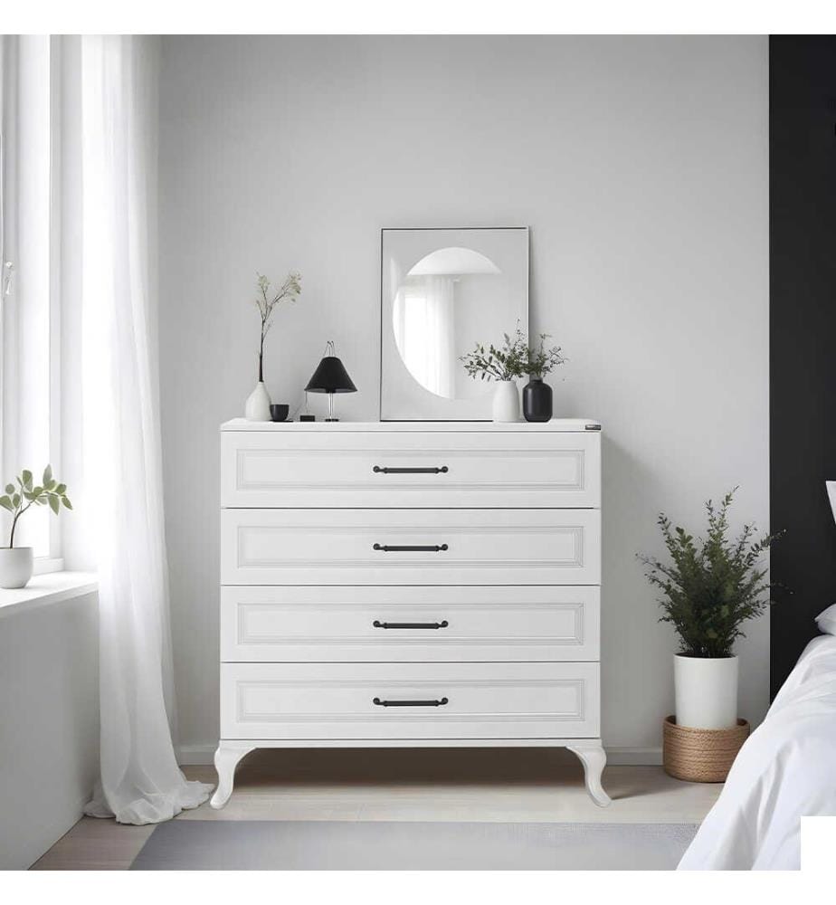 Commode, blanc, PANNEAU DE PARTICULES 100 % REVÊTU DE MÉLAMINE