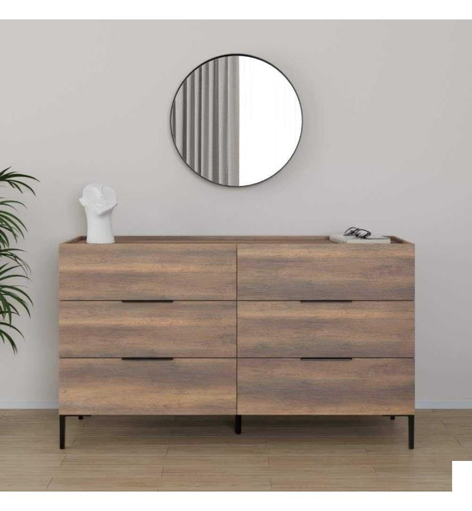 Commode, noyer, PANNEAU DE PARTICULES 100 % MÉLAMINÉ