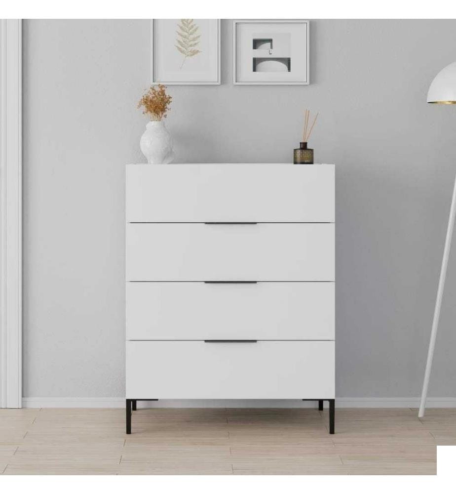 Commode, blanc, PANNEAU DE PARTICULES 100 % REVÊTU DE MÉLAMINE