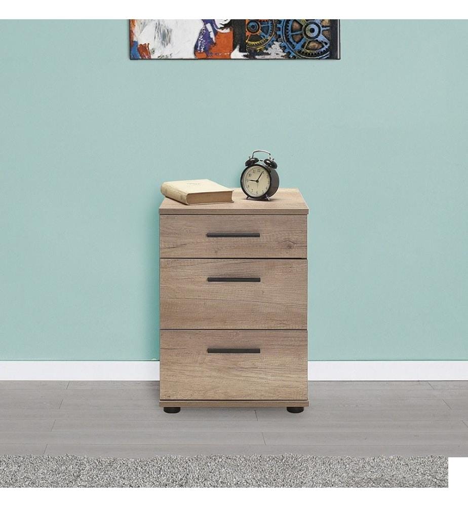 Table de nuit, noyer clair, panneau de particules mélaminé