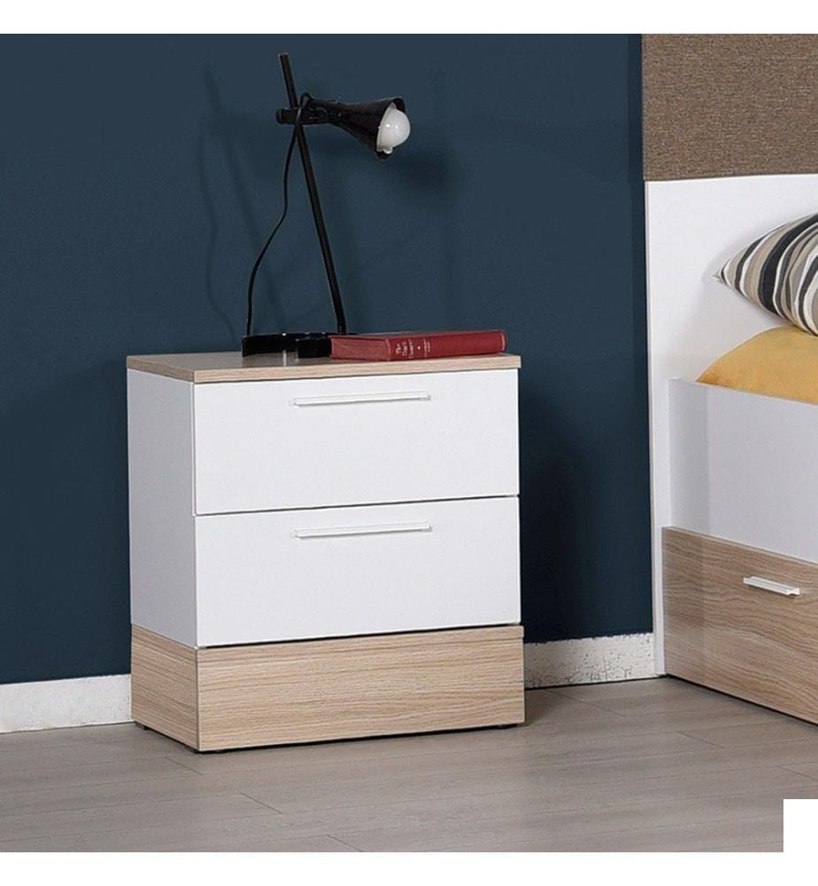 Table de nuit, chêne, blanc, panneau de particules mélaminé