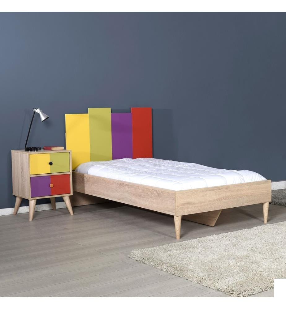 Table de nuit, Multicolore, Panneau de particules mélaminé