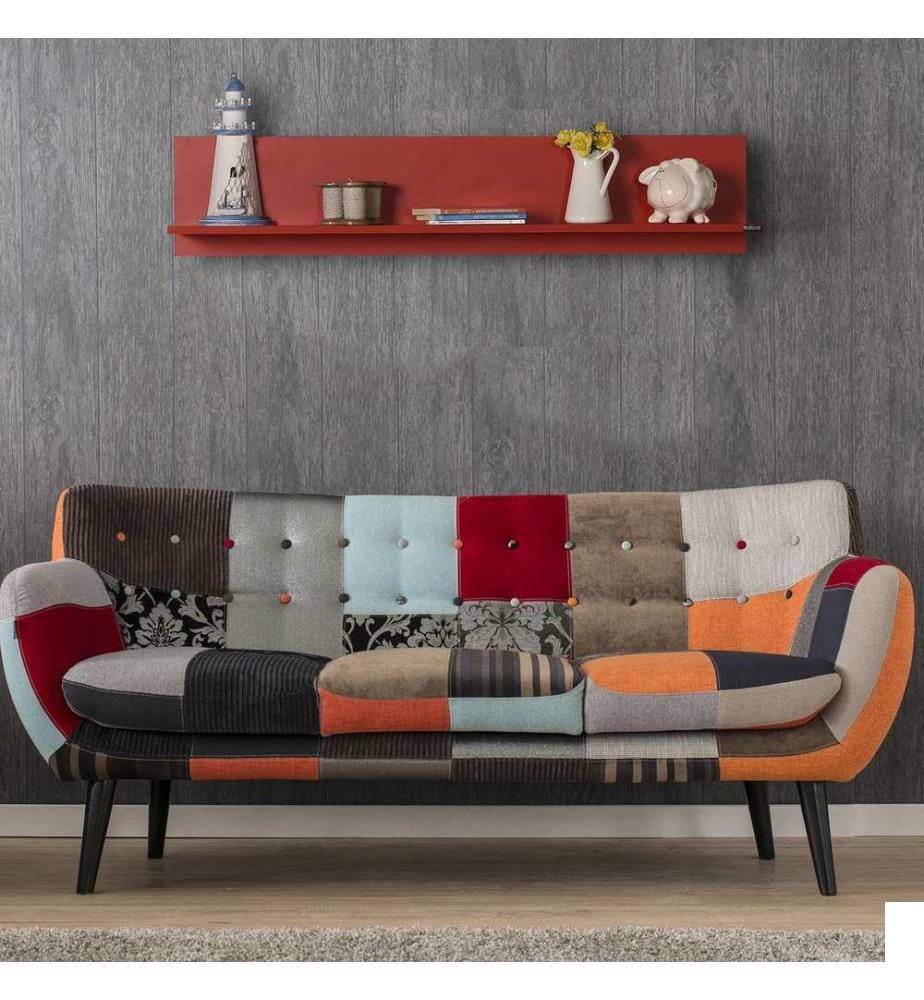 Etagère murale, rouge, panneau de particules mélaminé