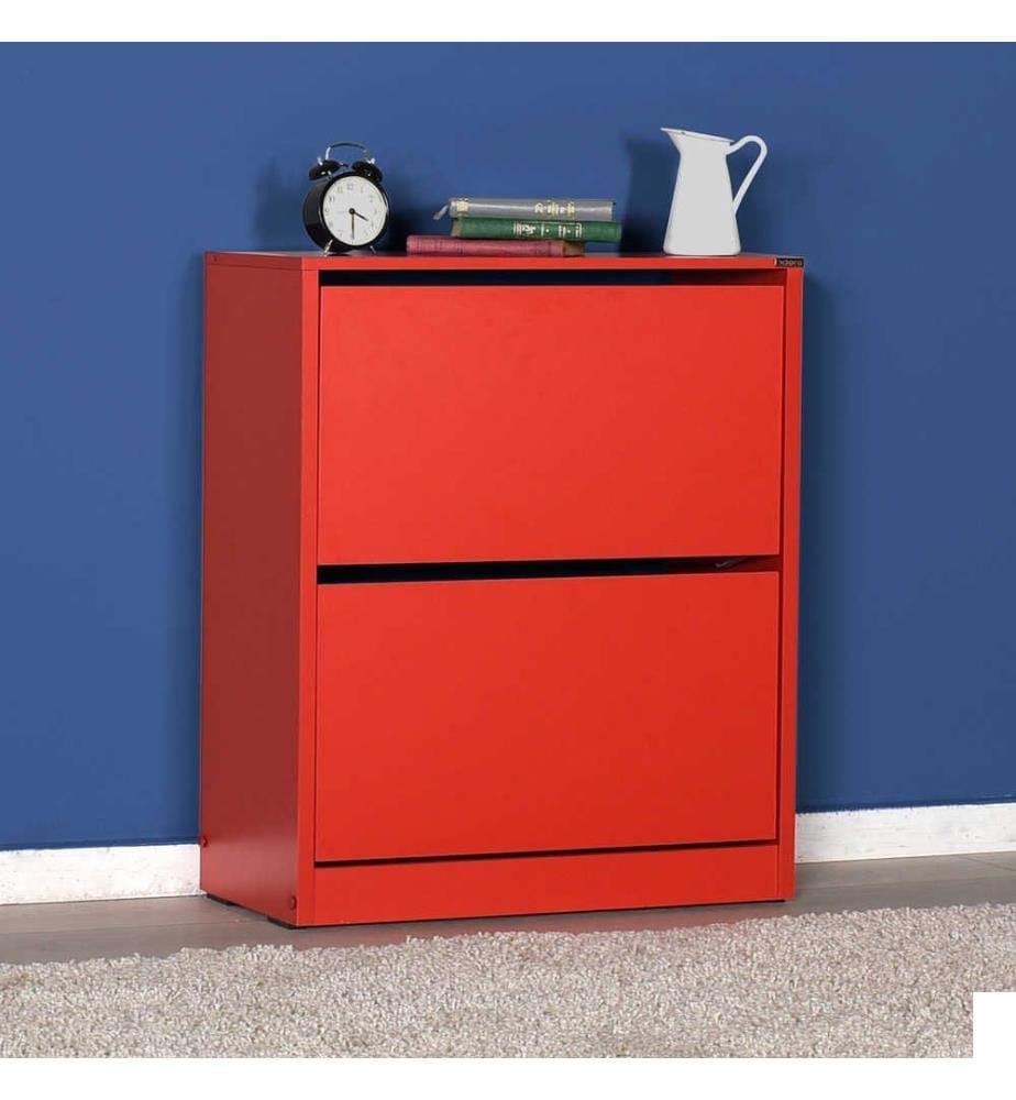 Meuble à chaussures, rouge, panneau de particules mélaminé