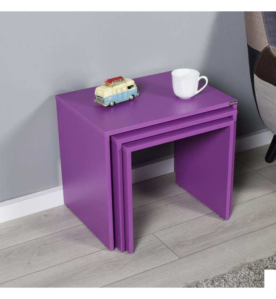 Table gigogne, violet, panneau de particules mélaminé