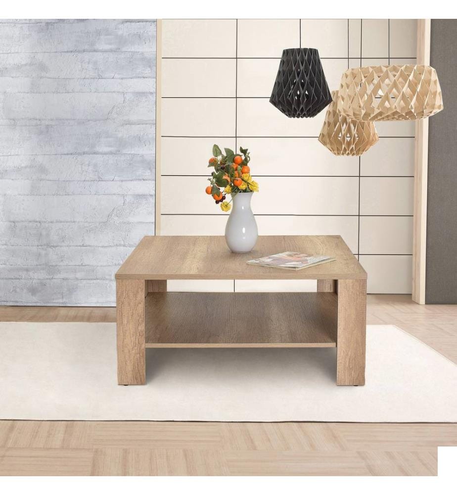 Table basse, noyer clair, panneau de particules 100 % mélaminé