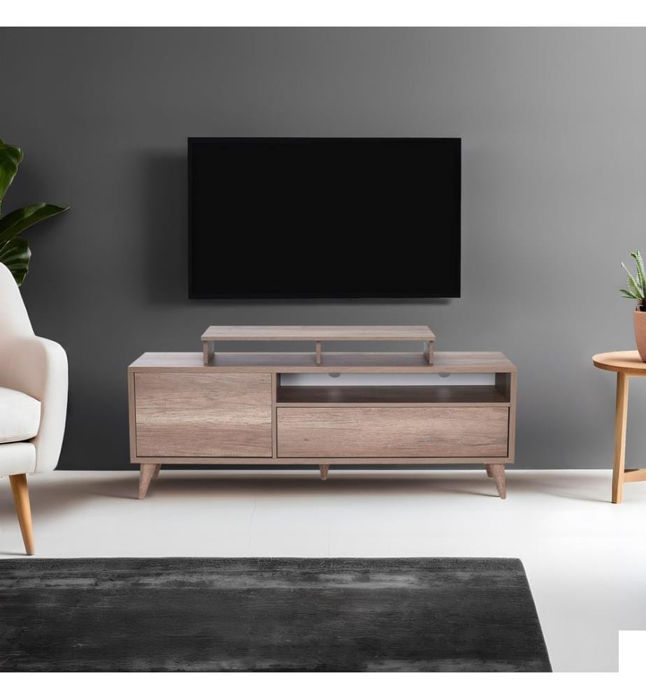 Meuble TV, noyer clair, PANNEAUX DE PARTICULES 100 % MÉLAMINÉS