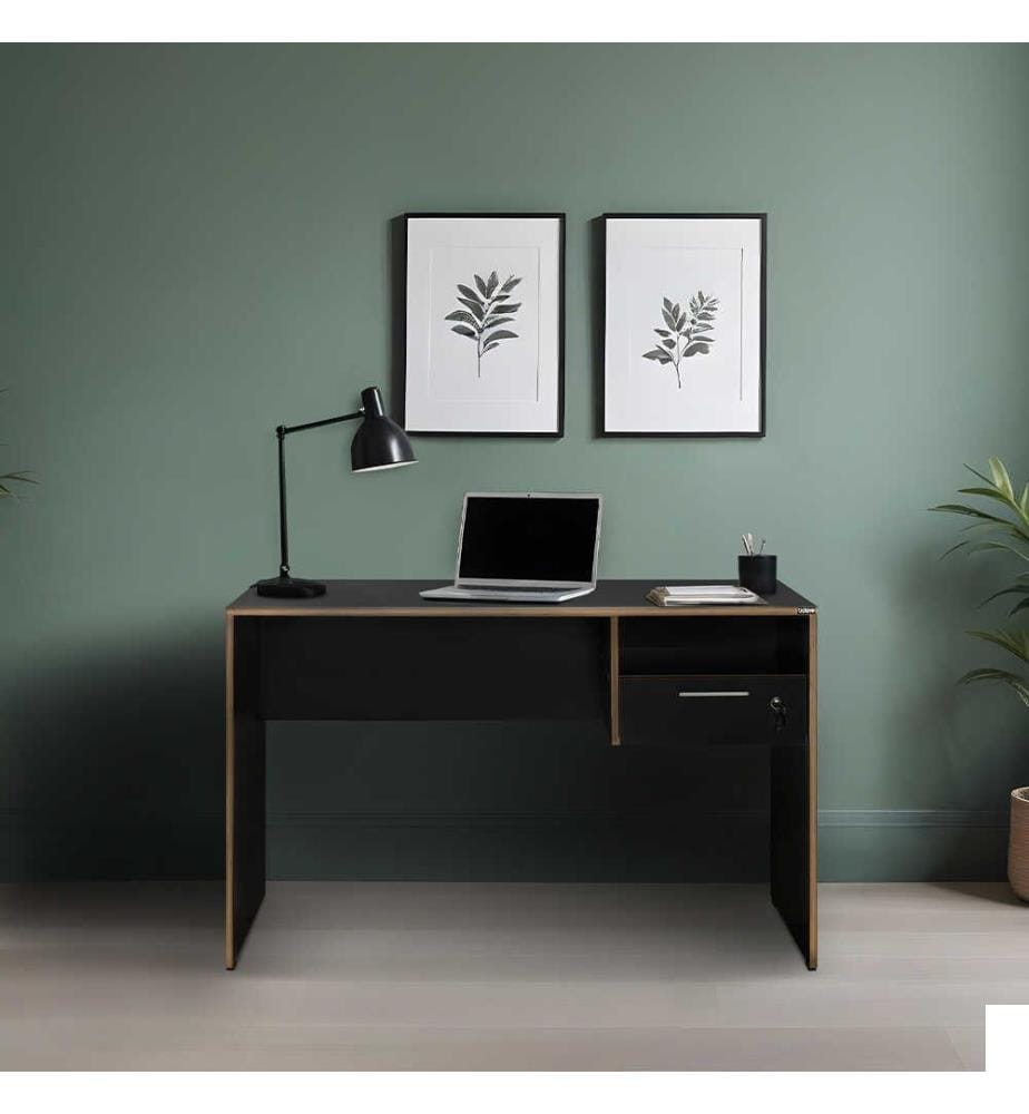 Bureau, anthracite, chêne, 100 % PANNEAUX DE PARTICULES MÉLAMINÉS