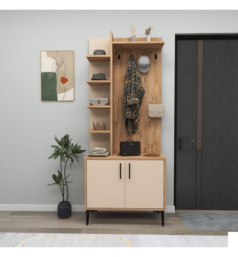 Porte-manteau, pin Atlantique, beige, PANNEAUX DE PARTICULES 100 % MÉLAMINÉS